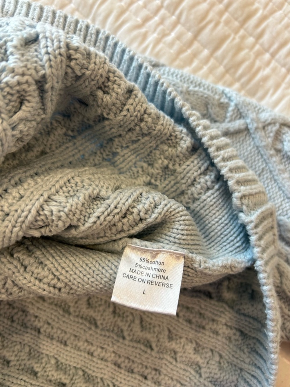 Burgess The Trudy Cotton/Cashmere Cable Funnel Neck Cropped Sweater Size L - Picture 4 of 4